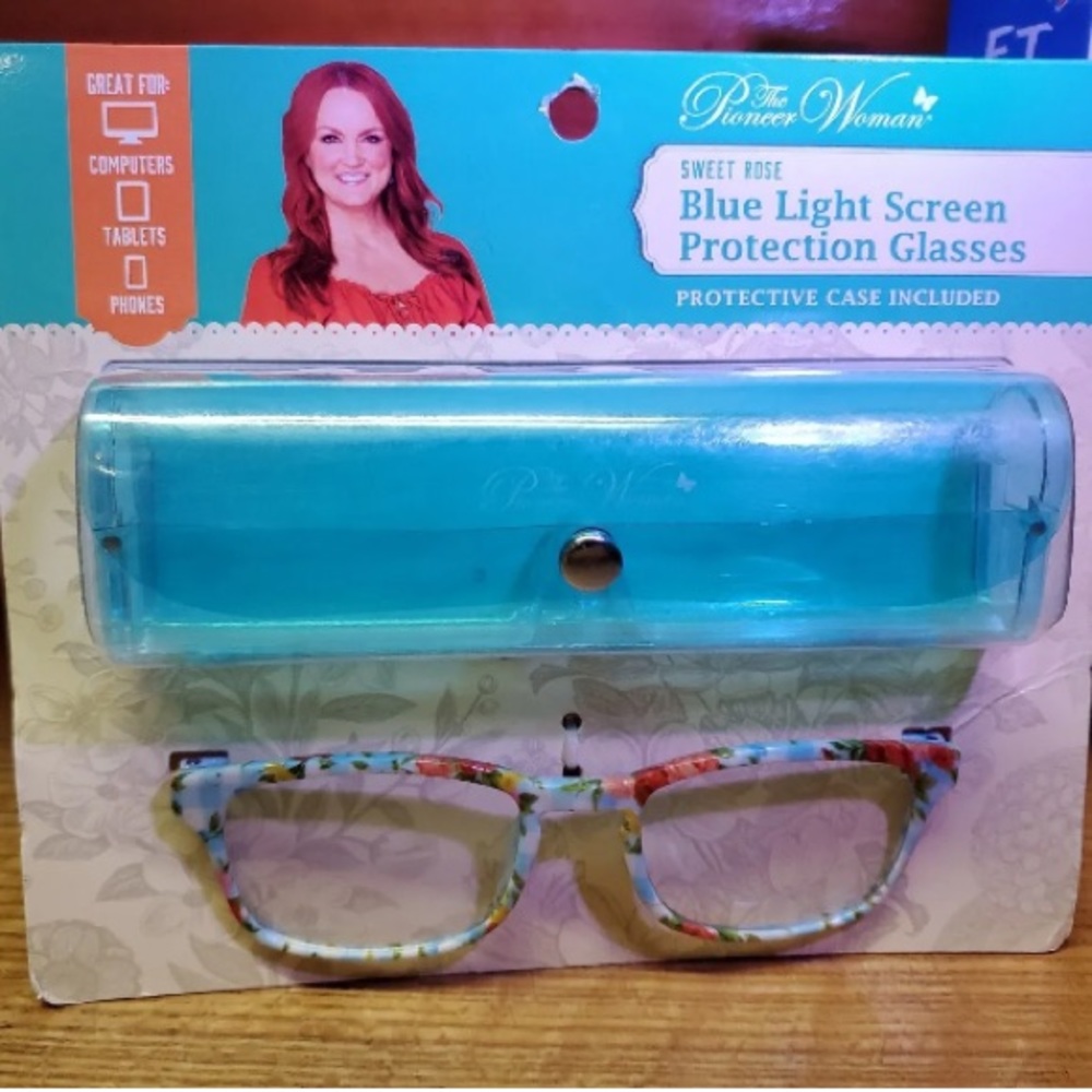 💜The Pioneer Woman Blue Light Screen Protection Glasses with Case Sweet Rose